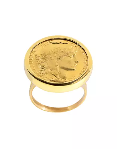 Bague Porte Pièce Marianne 20 Francs en Or 9K/18K