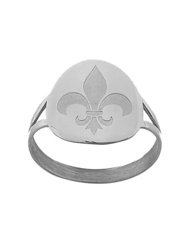 Bague Ronde Fleur de Lys en Or