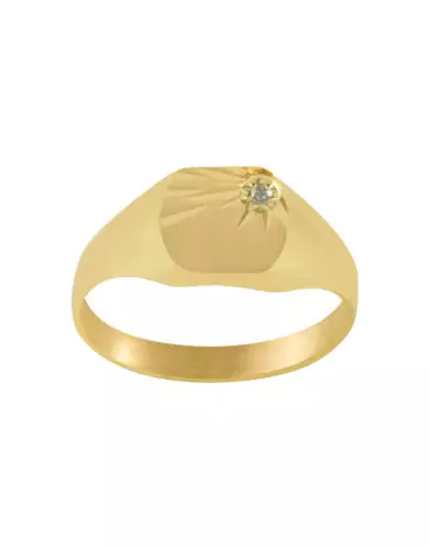 Chevalière Enfant Thelma Tonneau en Or Étoilé avec Diamant Personnalisable