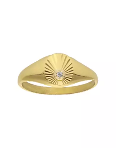 Chevalière Enfant Orélie Ovale en Or Soleillé avec Diamant