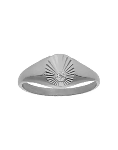 Chevalière Enfant Orélie Ovale en Or Soleillé avec Diamant