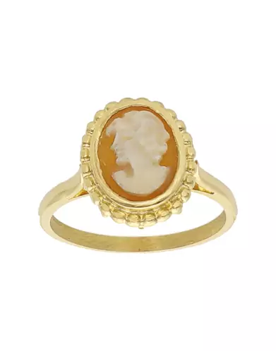 Bague Camée Orange Contour Fleur