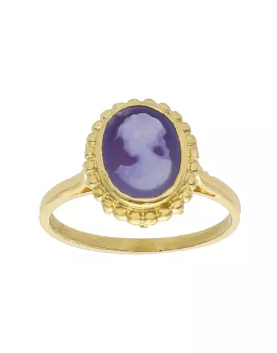 Bague Camée Bleu Contour Fleur