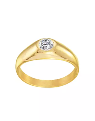 Bague Jonc en Or Massif avec Oxyde de Zirconium Taille L Personnalisable
