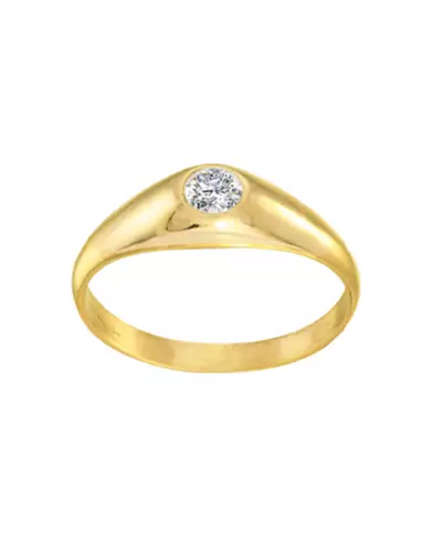 Bague Jonc en Or Massif avec Oxyde de Zirconium Taille S Personnalisable