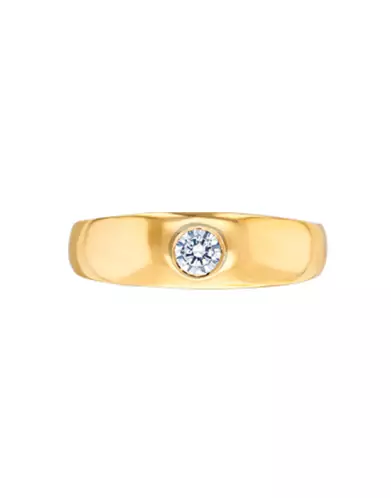 Bague Jonc en Or Massif avec Oxyde de Zirconium Taille M Personnalisable
