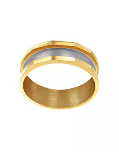 Bague Moderne Marc Massive Bicolore Anneau Or Blanc