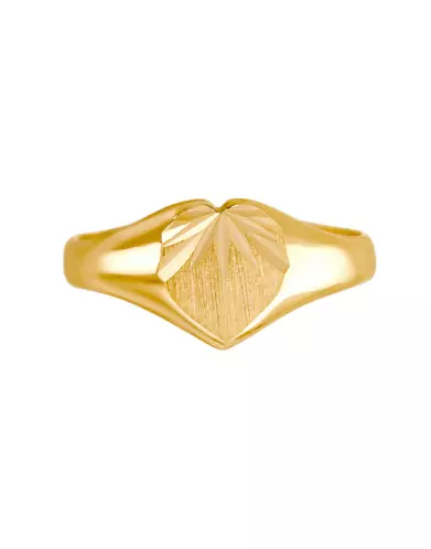 Chevalière Cœur Clémence Étoilée en Or Brossé Personnalisable