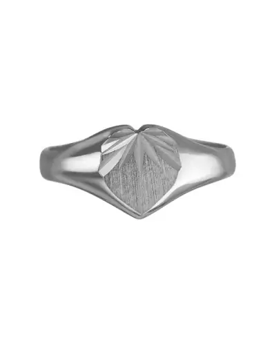 Chevalière Cœur Clémence Étoilée en Or Brossé Personnalisable