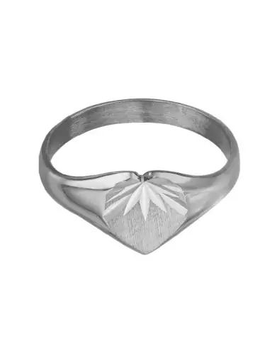 Chevalière Cœur Clémence Étoilée en Or Brossé Personnalisable