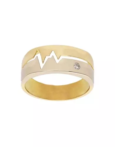 Bague Bicolore Battement de Coeur Diamant 9K/18K