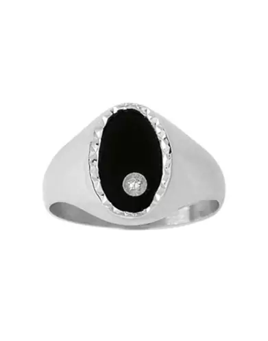 Chevalière Onyx Olympe Contour Diamant
