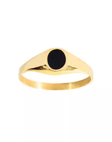 Chevalière Enfant Rose en Or avec Onyx