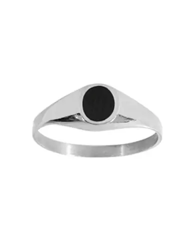 Chevalière Enfant Rose en Or avec Onyx