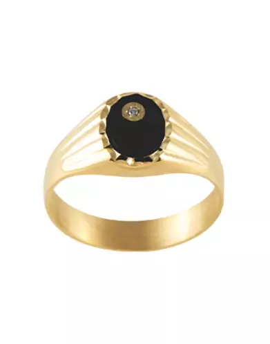 Chevalière Onyx Olivia Contour Diamant Godrons