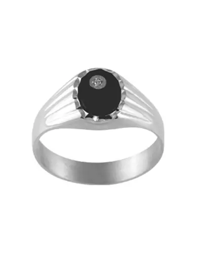 Chevalière Onyx Olivia Contour Diamant Godrons