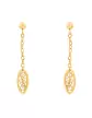 Boucles d’Oreilles Pendant Feuille Filigrane en Or Jaune