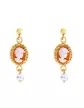Boucles d'Oreilles Pendantes Camée et Perle