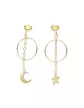 Boucles d'Oreilles Asymétriques Etoile et Lune en Or