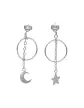 Boucles d'Oreilles Asymétriques Etoile et Lune en Or