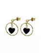 Boucles d'Oreilles Rond Torsadé & Cœur Onyx 18K