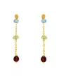Boucles d’Oreilles Pendantes en Or Jaune 18K et Pierres Fines Bleues, Vertes, Rouges