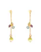 Boucles d’Oreilles Pendantes en Or Jaune 18K Pampilles Pierres Fines Bleues, Violettes, Vertes