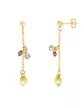 Boucles d’Oreilles Pendantes en Or Jaune 18K Pampilles Pierres Fines Bleues, Violettes, Vertes