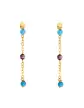Boucles d’Oreilles Pendantes en Or Jaune 18K avec Pierres Fines Bleues et Violettes