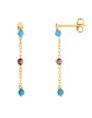 Boucles d’Oreilles Pendantes en Or Jaune 18K avec Pierres Fines Bleues et Violettes
