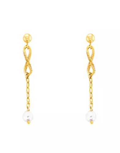 Boucles d'Oreilles Pendant motif Infini et Perle