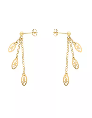 Boucles d'Oreilles Filigrane 3 Gouttes en Or jaune