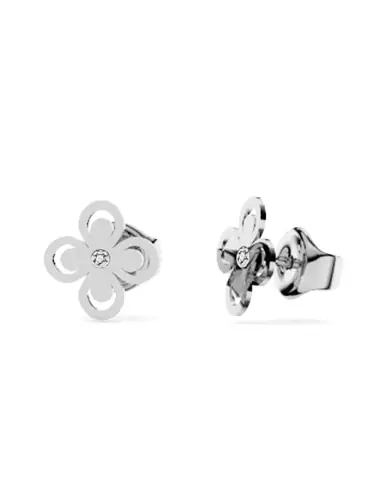 Boucles d'Oreilles Puce Fleurs et Diamant en Or