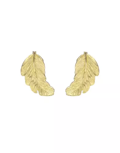 Boucles d'Oreilles Puce Plume en Or
