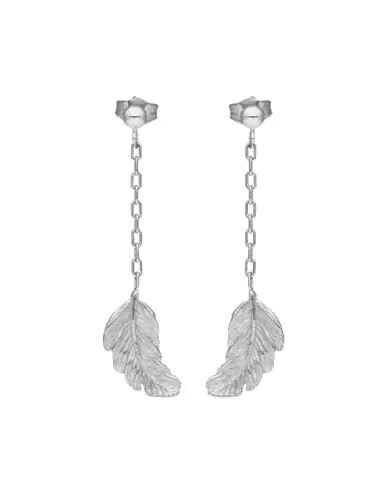 Boucles d'Oreilles Pendantes Plume en Or