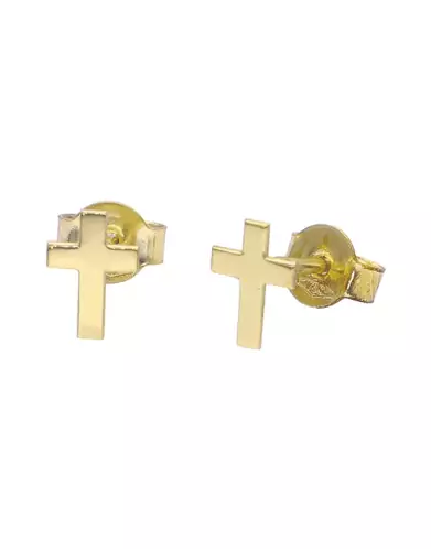 Boucles d'Oreilles Puce Croix en Or