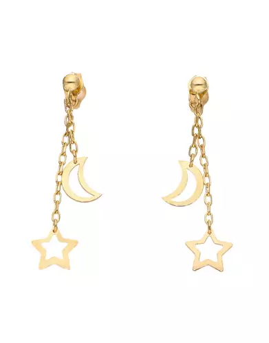 Boucles d'oreilles Pendantes Lune et Étoile