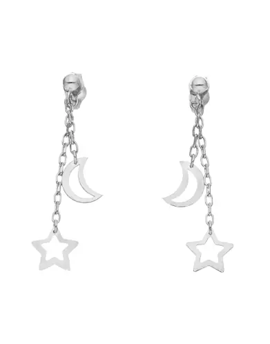 Boucles d'oreilles Pendantes Lune et Étoile