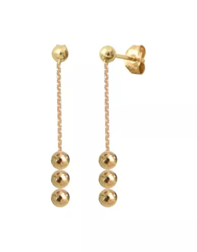 Boucles d'Oreilles Pendant 3 boules 18K