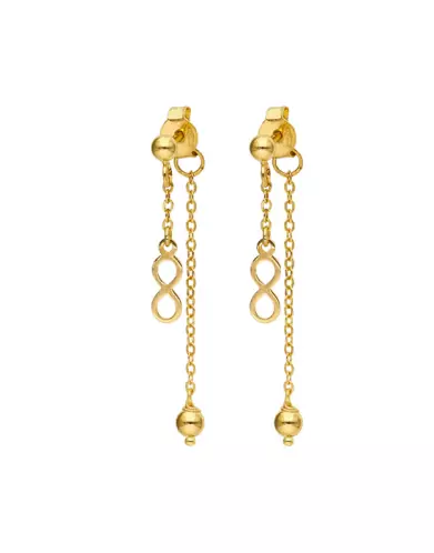 Boucles d’Oreilles Infini Or et Boules en Or jaune 18K
