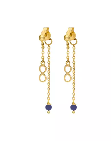 Boucles d’Oreilles Infini Or Jaune 18K et Lapis Lazuli