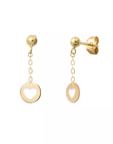 Boucles d'Oreilles Pendant coeur Ajouré 18K