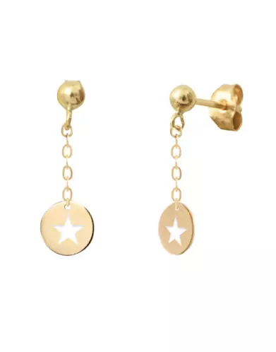 Boucles d'Oreilles Pendant Etoile Ajourée 18K