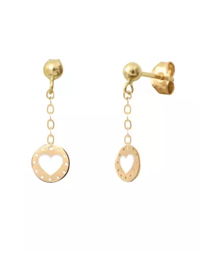 Boucles d'Oreilles Pendant coeur Ajouré Rock 18K