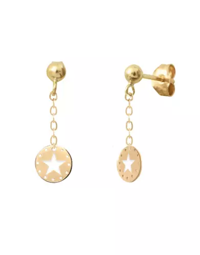 Boucles d'Oreilles Pendant Etoile Ajourée Rock 18K