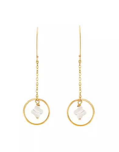 Boucles d'Oreilles Pendant Trèfle de Nacre 18K