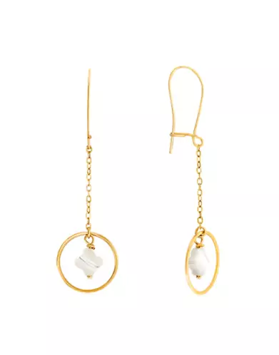 Boucles d'Oreilles Pendant Trèfle de Nacre 18K