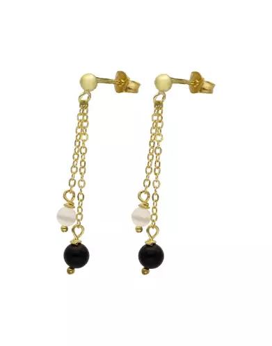 Boucles d'Oreilles Pendantes en Or 18K avec Pierres Fines - Mistinguette