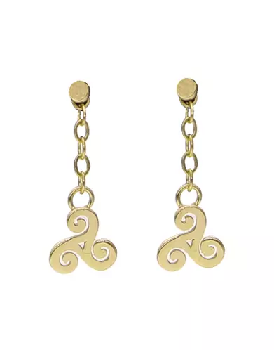Boucles d'Oreilles Pendantes Triskell 18K