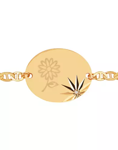 Bracelet Ovale Soleillé Diamant Chaîne Marine Pré Illustrée Fleur Marguerite